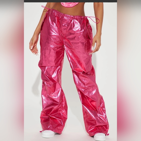 Hot Pink Parachute Pants - Picture 2 of 3